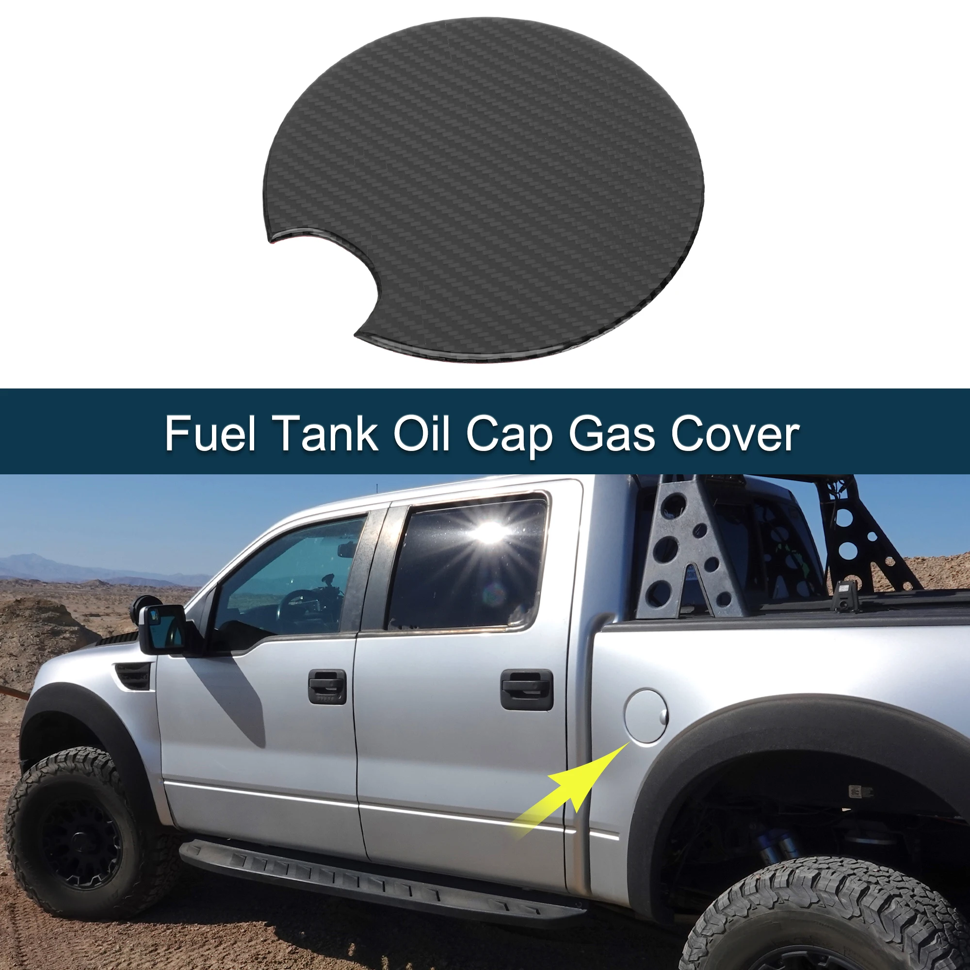 

UXCELL Fuel Tank Oil Cap Gas Cover for Ford F-150 Raptor 2015-2020 Carbon Fiber Black