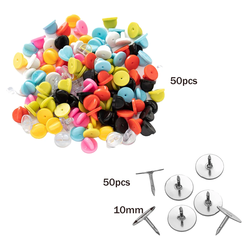 50pcs Pink Rubber Backs Blank Pin Base Keepers Replacement For DIY Handmade Brooch Clothing Accessories Jewelry Making Supplies image 3
