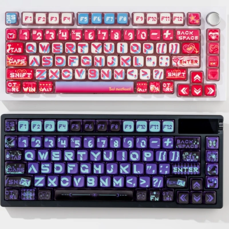 

122 Key Mechanical Keyboard Accessories Keycaps Pink Purple Transparent Pbt Sublimation Asa High Pudding Pbt Material Keycaps