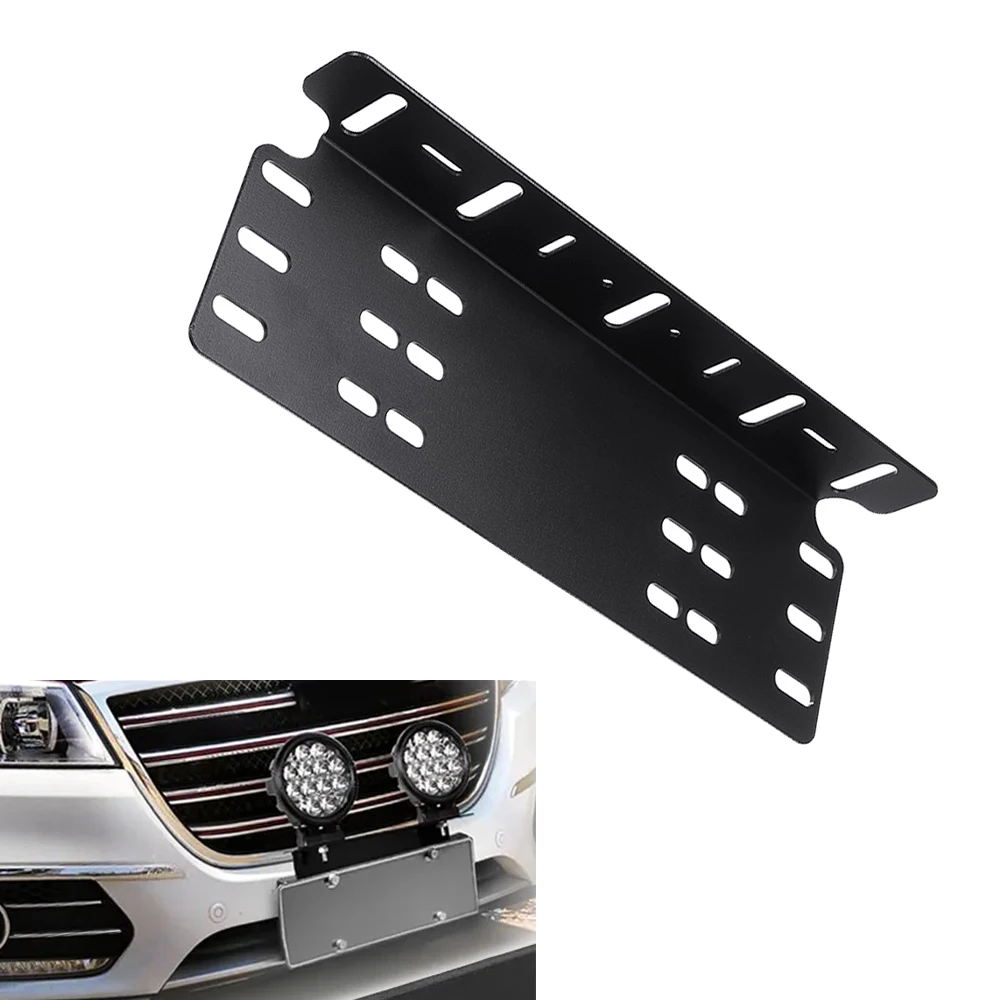 

Universal Off Road License Plate LED Light Bar Bracket Aluminium Alloy Front Bumper License Plate Mounting Bracket 3 Row Hook