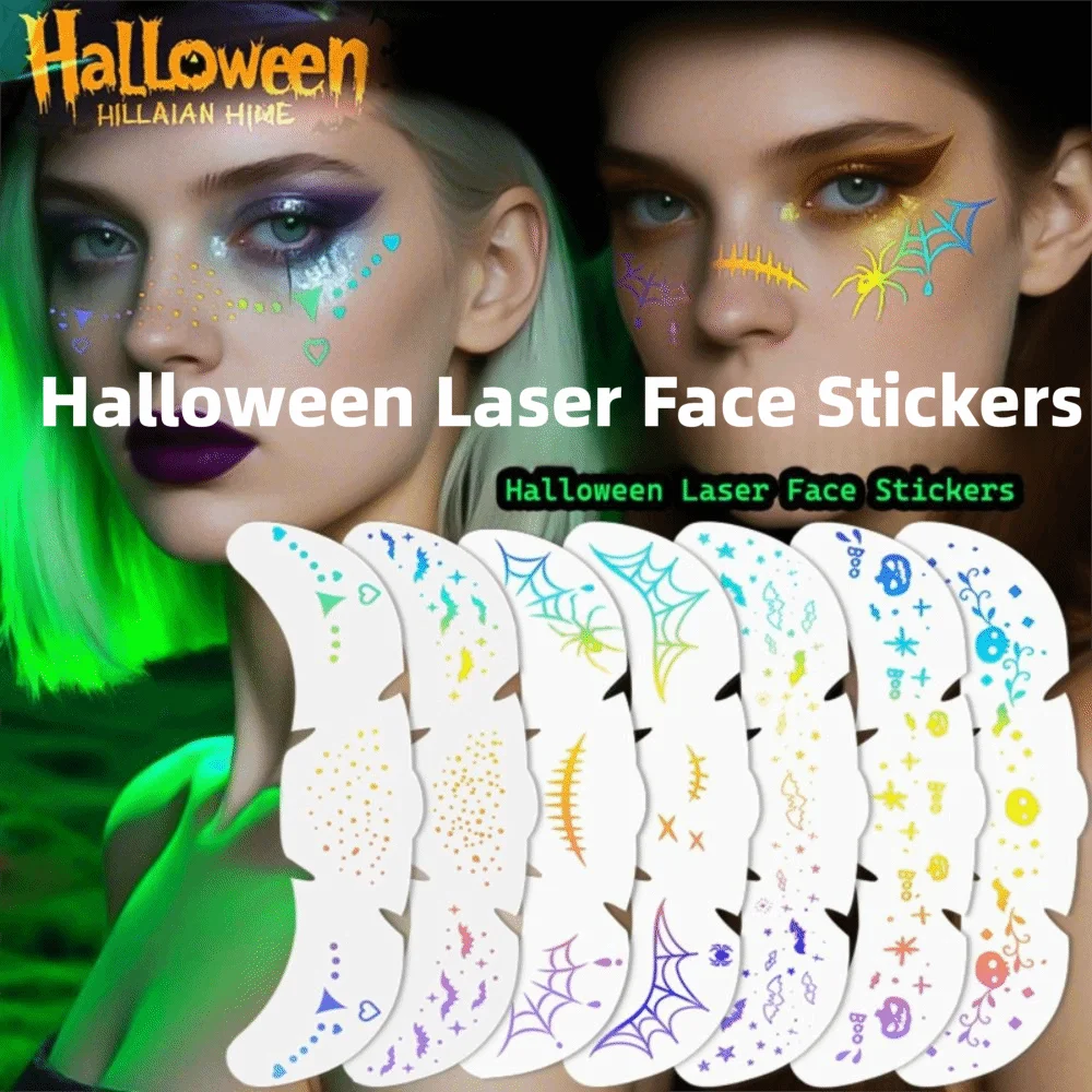 

Halloween Sparkle Facical Stickers Cartoon Waterproof Makeup Patches Colorful Face Makeup Tattoo Stickers Party