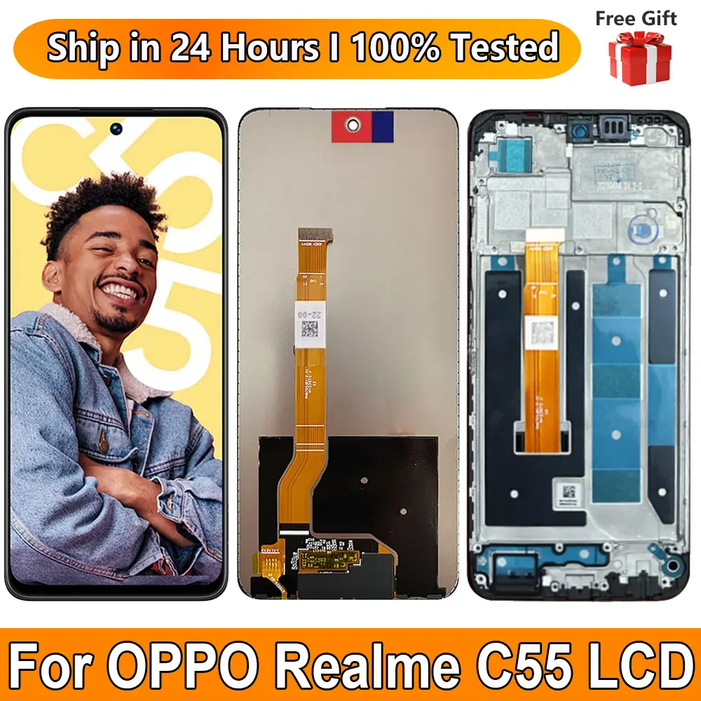 

ЖК-дисплей 6,72 дюйма для OPPO Realme C55 RMX3710 с рамкой для замены экрана Realme C55