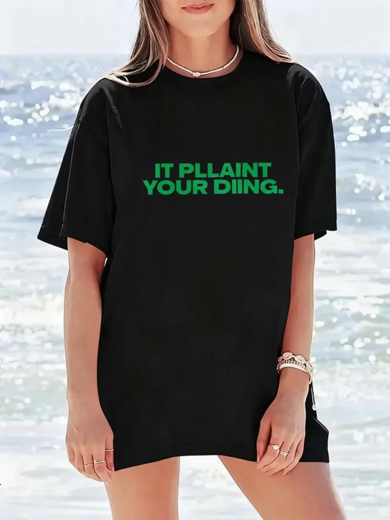 نمط جديد المرأة فضفاضة قصيرة الأكمام تي شيرت أبيض المرأة المطبوعة النص المألوف لباس غير رسمي الملابس النسائية