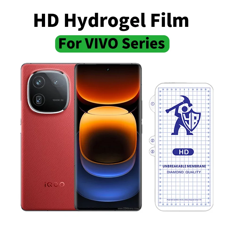 Защитная пленка из гидрогеля HD для VIVO iQOO12 11 10 9 8 5PRO V23 S20 S19 S18 S17 S16 S15 Y300Pro+Y78+X200 X100 X90 X80, 3 шт.