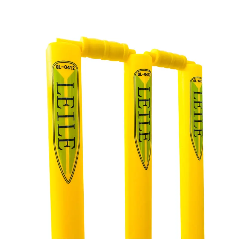 Cricket Stump Plastic Yellow 3Wickets 2Bails 1Base Stumps Set