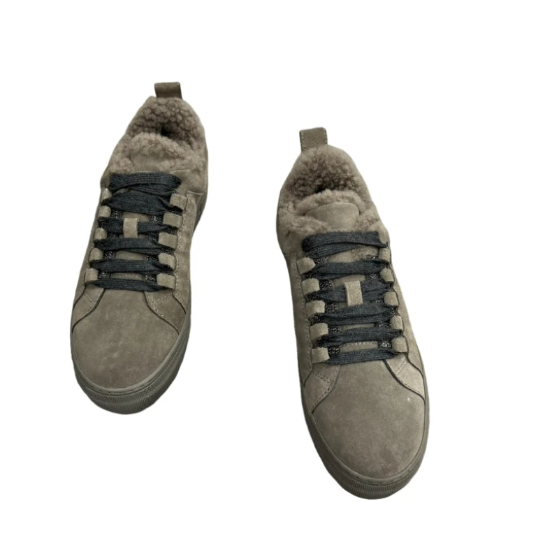 Zapatillas Deportivas de Plataforma con Malla y Cuero de Ante con Lana, Ligeras, Antideslizantes, Casuales, para Caminar, Estilo Athleisure AJ0614