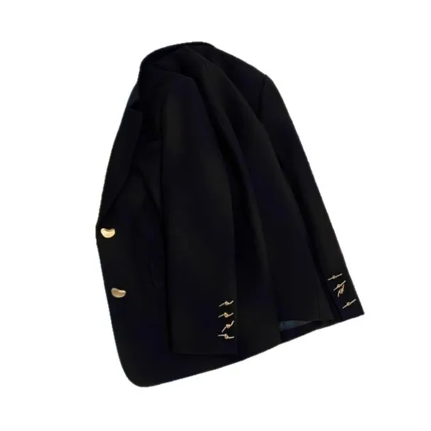 سترة سوداء بتصميم راقي للنساء لخريف وشتاء 2025 بدلة جديدة بسيطة ومتعددة الاستخدامات