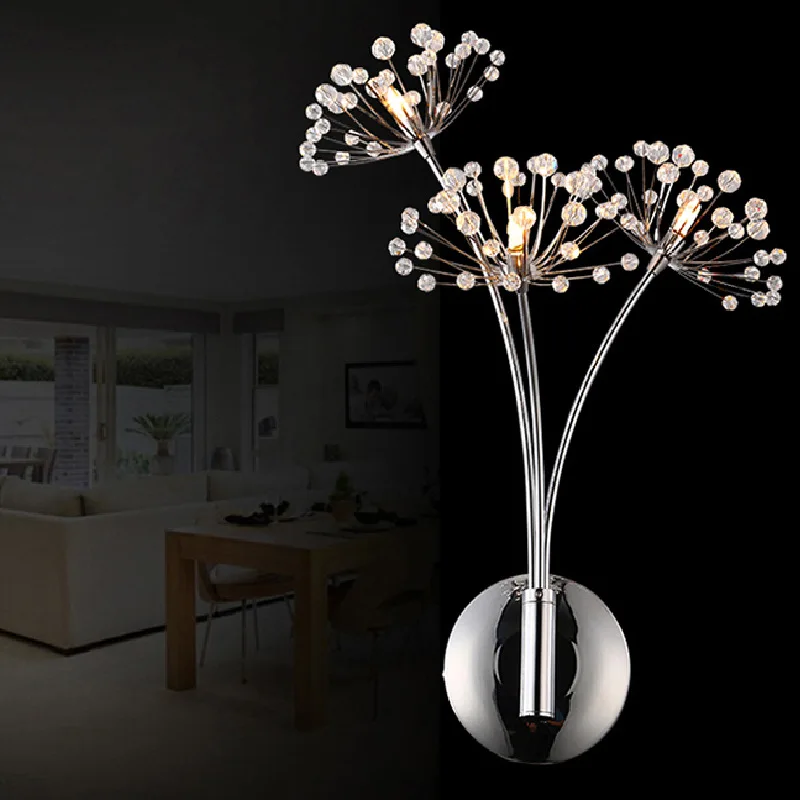 

Modern Minimalist And Luxurious Design Crystal Dandelion Wall Lamp Living Room Bedroom Hallway Bedside Lamp Decorative Light