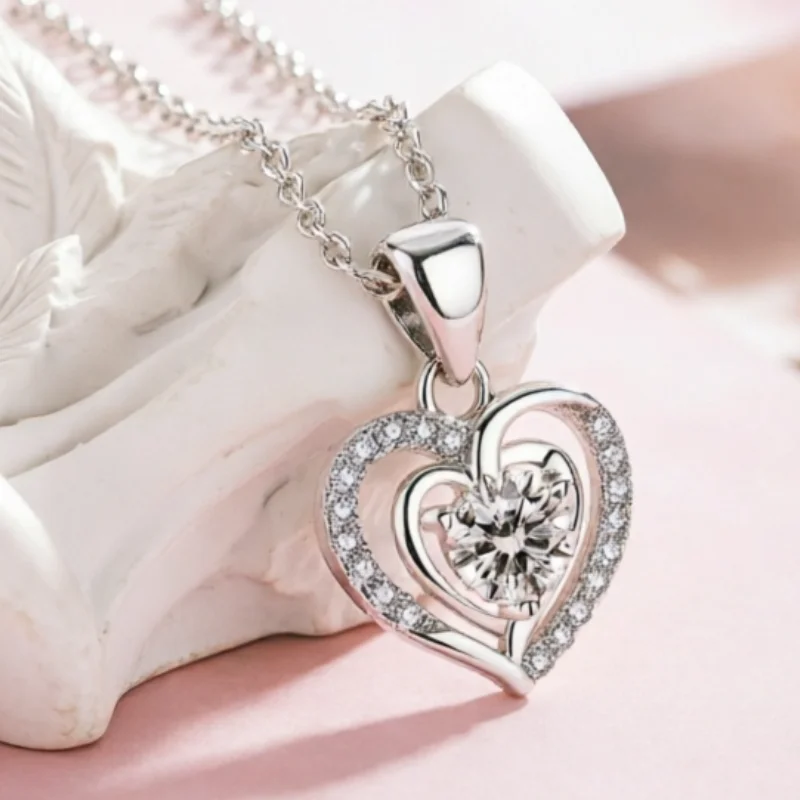 

CAOSHI Temperament Wedding Pendant Necklace Classics Silver Color Anniversary Jewelry Gifts Cubic Zirconia Accessories for Women