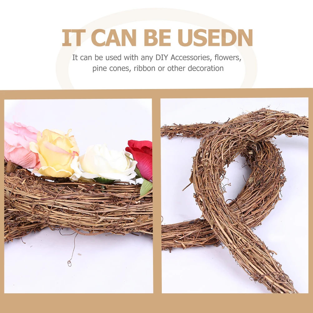 

2 Pcs Rattan Christmas Circle Decoration Rustic Grape Vines Outdoor Decorations Light Brown Woven Rattarn Wreath