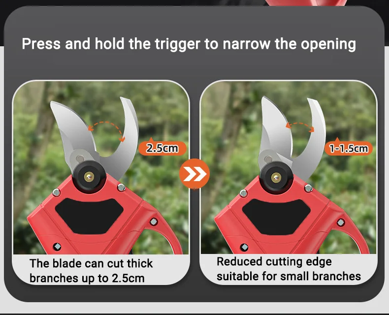 2025년형 정원 가위 접목용 충전식 휴대용 리튬 배터리 정원 도구 거친 가위 전기 전정 가위