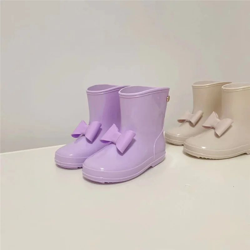 2023 New Children Waterproof Rain Boots Bowtie PVC Water Shoes Girls Soft Wellies Princess Boots For Rainy Days CR22