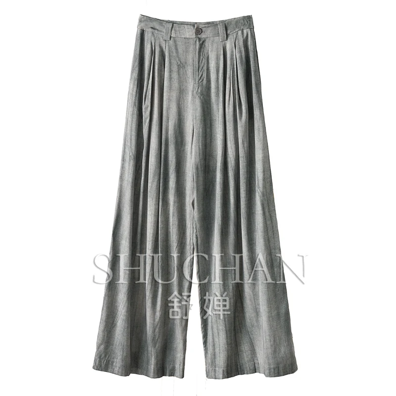 

Printed Silk Double Joe High Waist Straight Wide Leg Pants Women 60A1 Pantalones De Mujer Streetwear Women