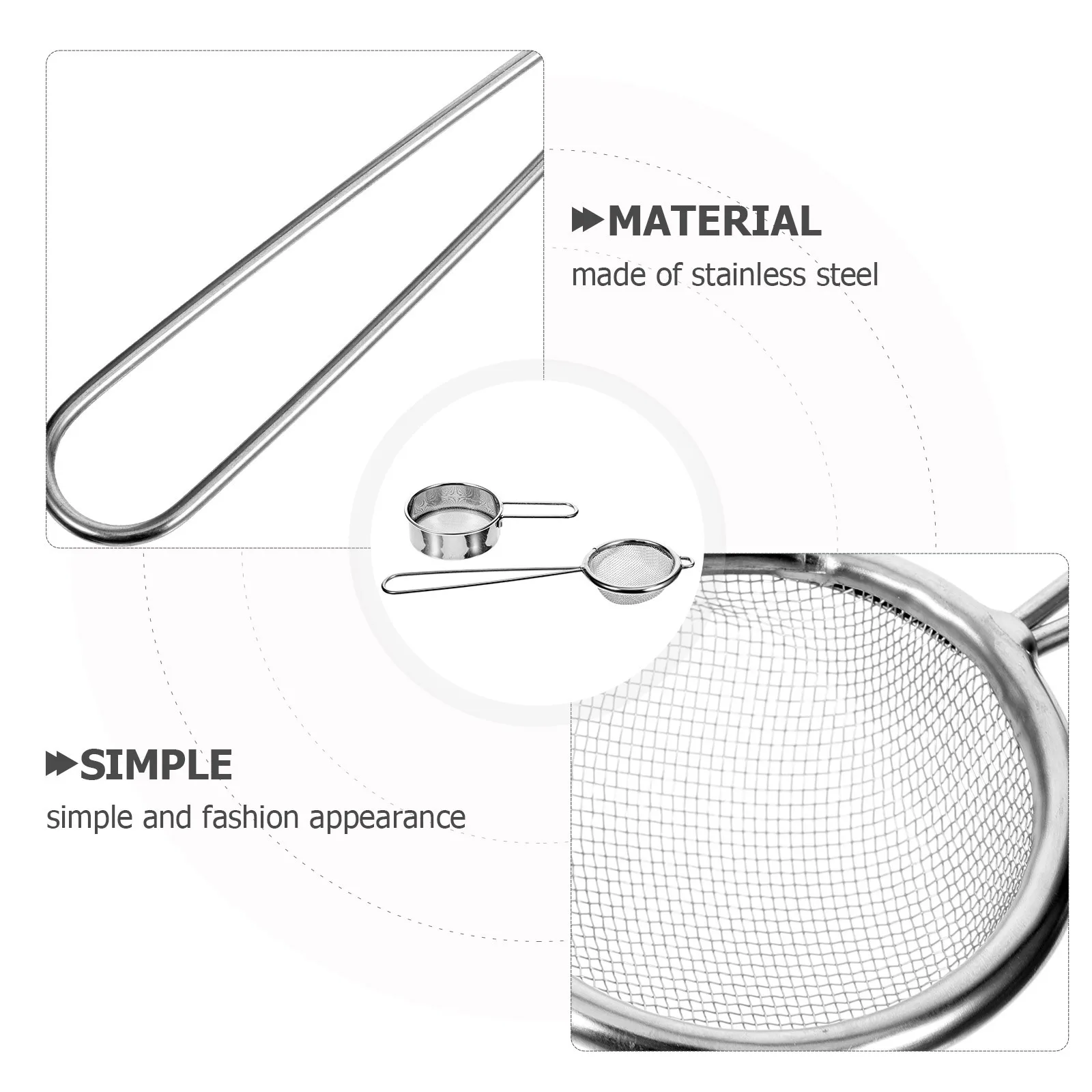 

2pcs Stainless Steel Flour Sifter Fine Mesh Baking Tool Kitchen Sieve Small Strainer Easy Clean Handle Hanging Powered