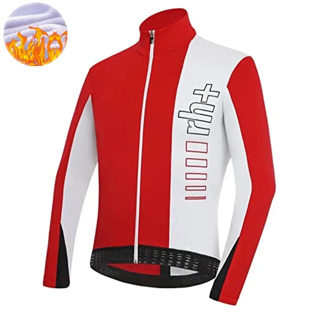 Rh+ Team Cycling Jersey Men Bike Winter Thermal Fleece Jacket Mtb Long Sleeve Warmer Tops Maillot Ropa 2025 Ciclismo Uniform - Image 2