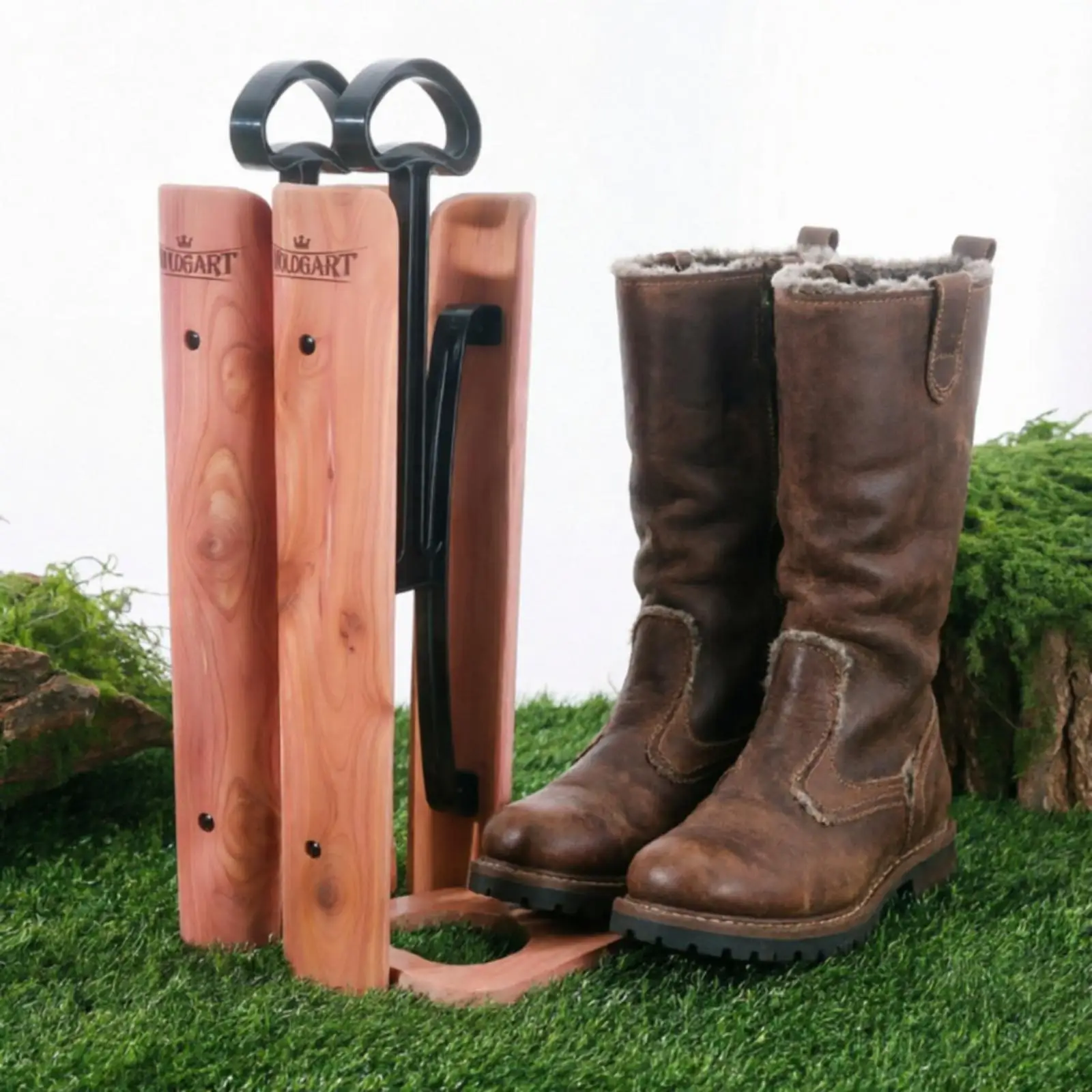 Natural Cedar Wood Boot Shapers for Men Women Shoe Tree Boot Keeper with Metal Support Foldable Design for Closet Organization