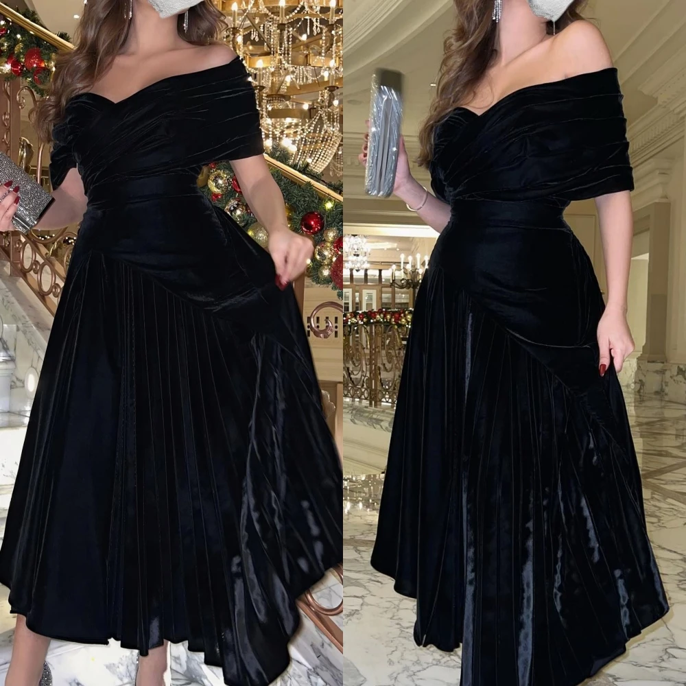 

Simple Exquisite Bateall A-line Quinceanera Dresses Draped Skirts Anke Length Satin Black Girl 2023 es