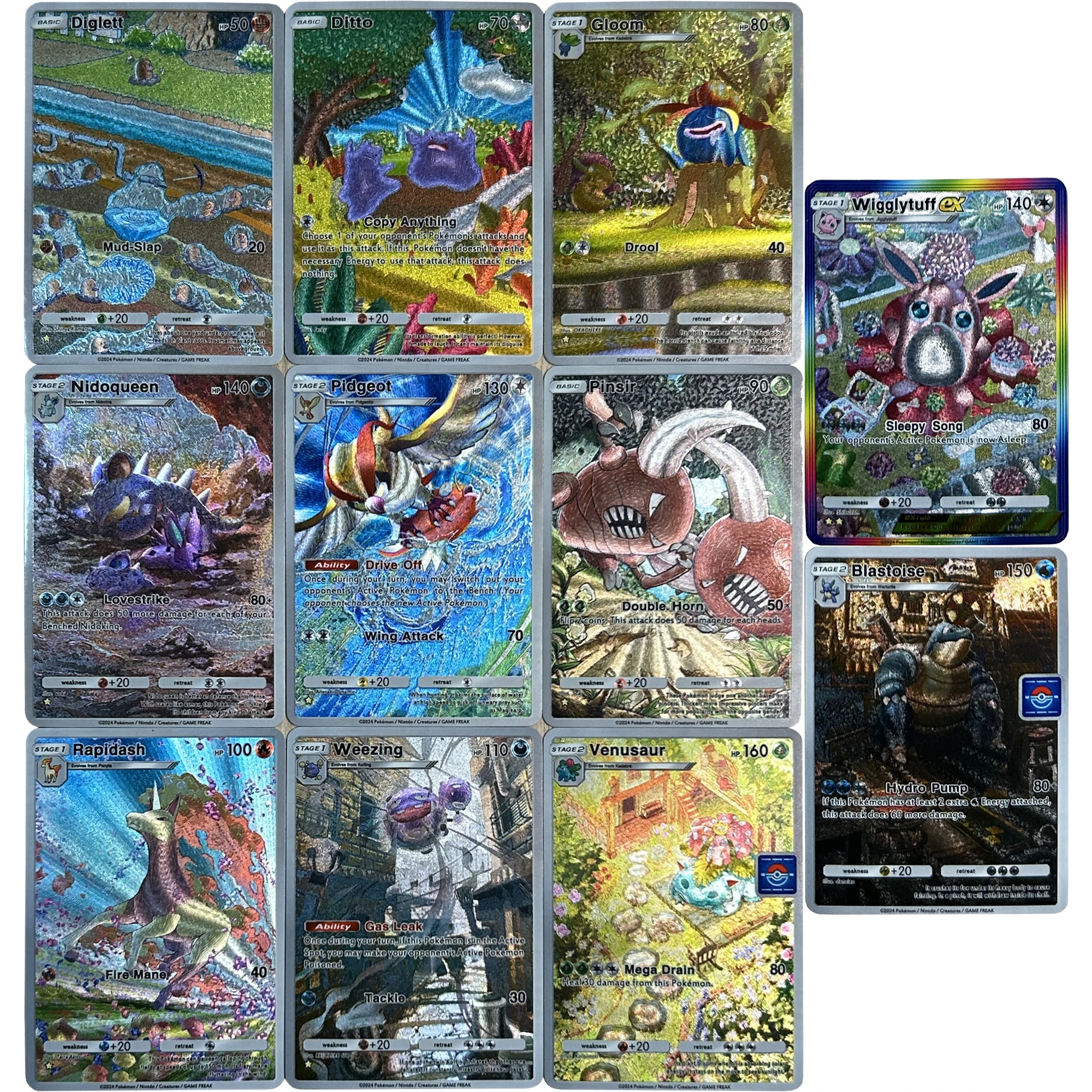 

11Pcs/set English Version Ptcg Venusaur Blastoise Gloom Pidgeot Texture Flash Card Classic Anime Game Collection Cards Gift Toy