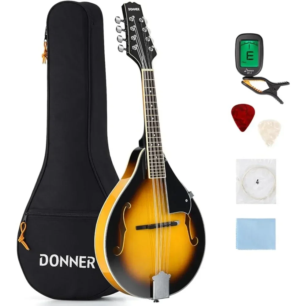 

Beginner Adult Acoustic Mandolin Musical Instrument Mahogany 8 String, Bundle With Tuner String Bag Guitar Picks Freight free