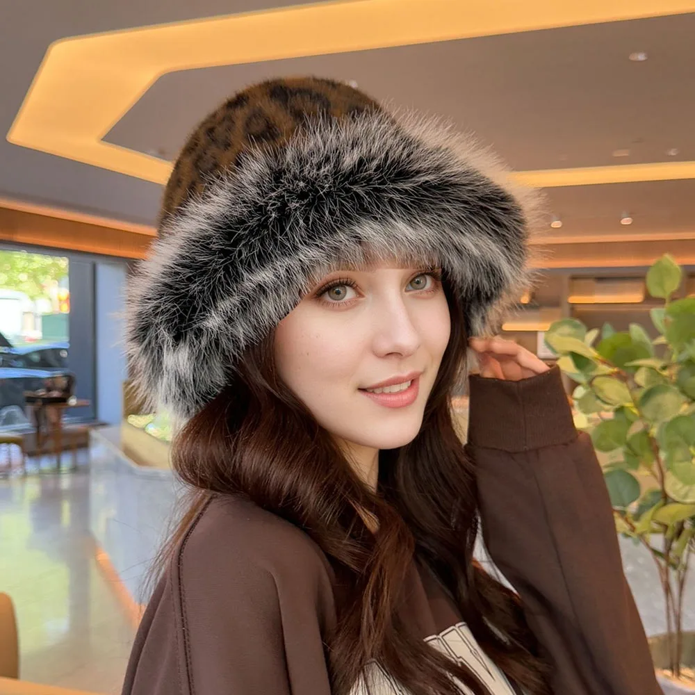 

Faux Fur Fluffy Fur Bucket Hat with Fleece Warm Trapper Plush Fisherman Hat Thickened Lined Thicken Cold Hat Snowy Day
