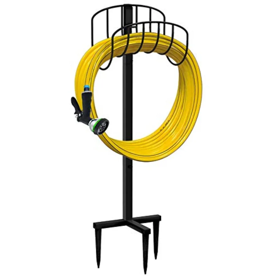 

Freestanding Garden Hose Holder Hanger, Outdoor Heavy Duty Metal Water Hose Storage Holders Stand Organizer Rack Detachable Sta