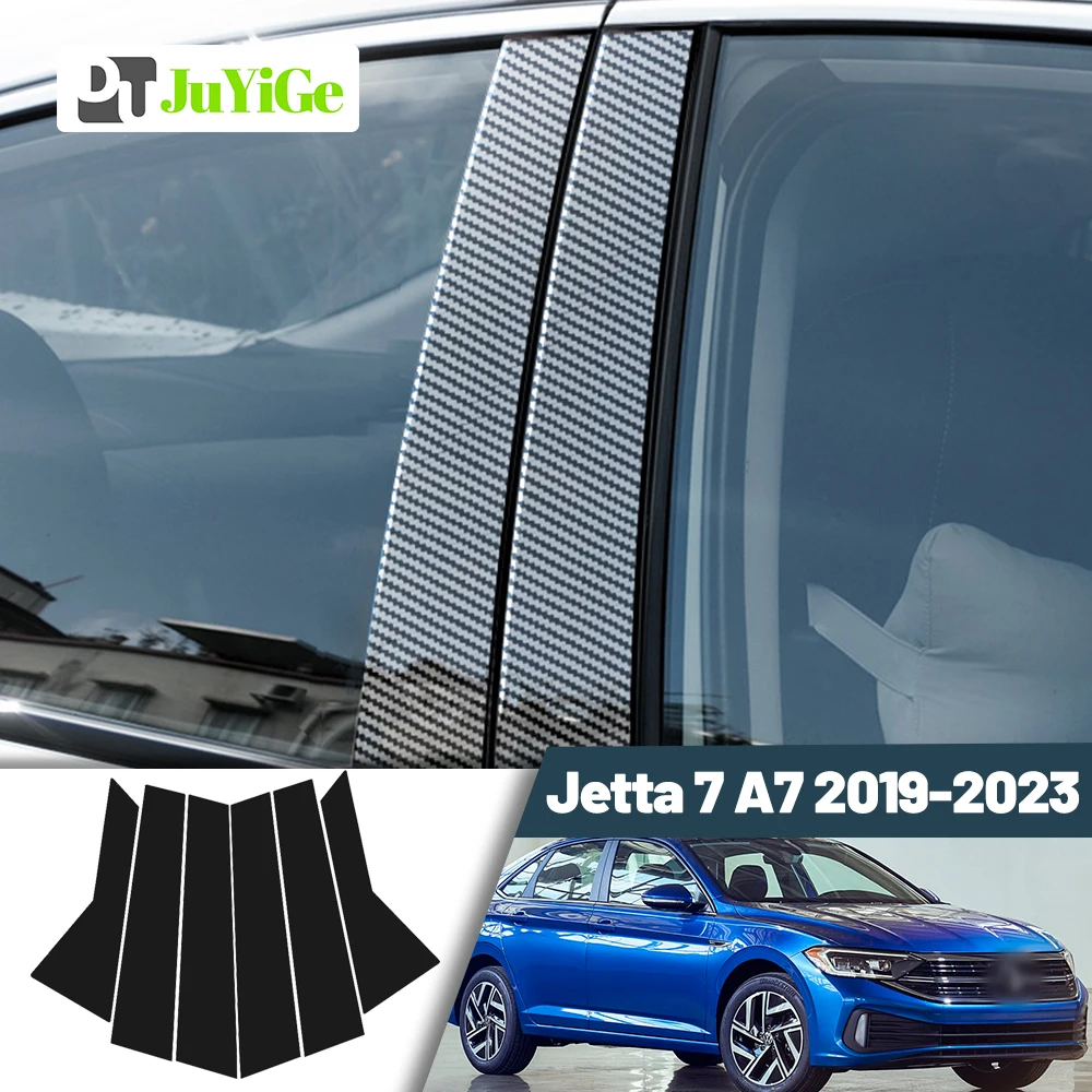 

Glossy Black Carbon Fiber Window Door Deal B C Pillar Post Cover Sticker For Volkswagen Jetta 7 MK7 A7 2019-2023 2020 2021