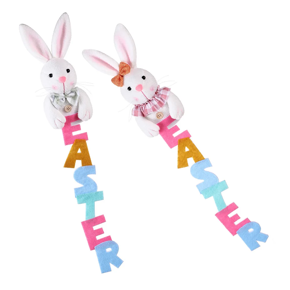

2 Pcs Rabbit Pendant Ornament Cute Decorative Front Door Spring Ornaments