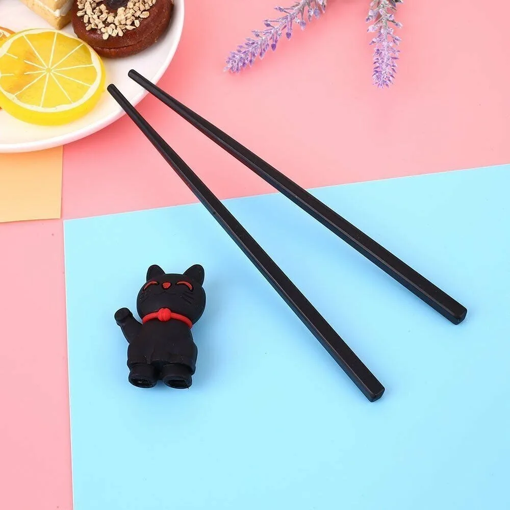 1 Pair Melamine Material Training Chopsticks Silica Gel Cute Style Cartoon Figurine Chopsticks Cute Cat Bicolor