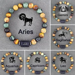 Zodiac Sign Bracelet Homme 12 Constellation Bangles Men Gemini Virgo Leo Libra Bracelet Women Friendship Gift Bracelet on Hand