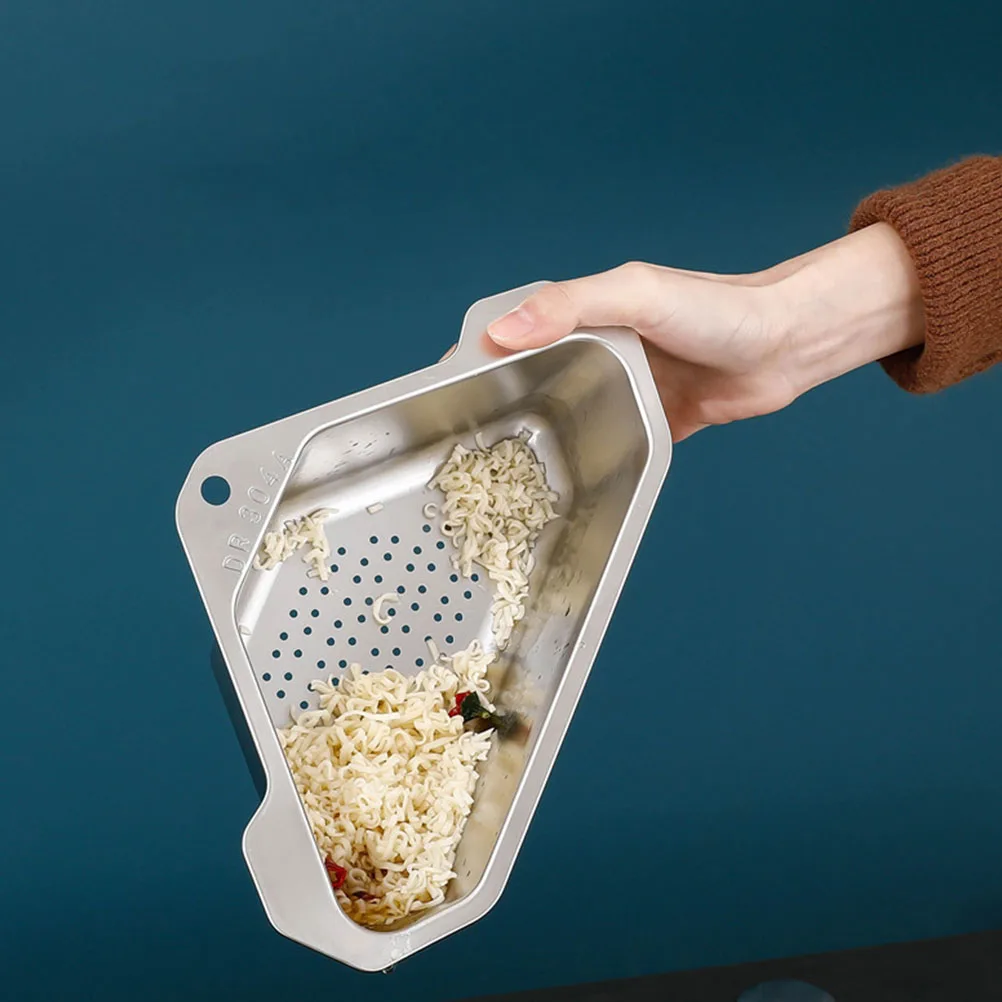 

Stainless Steel Triangle Sink Corner Strainer Kitchen Storage Basket Sink Draining Holder Home Kitchen Supplies