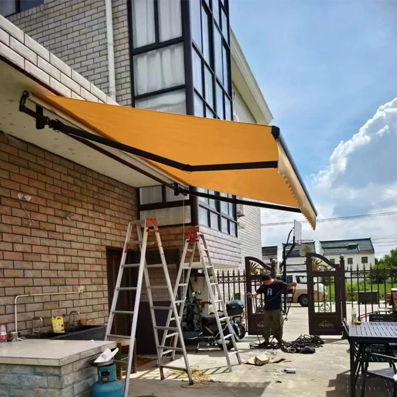 

Durable Retractable Awning Electric Folding Arm Awning Commercial Sun Shade Coffee Shop Awning
