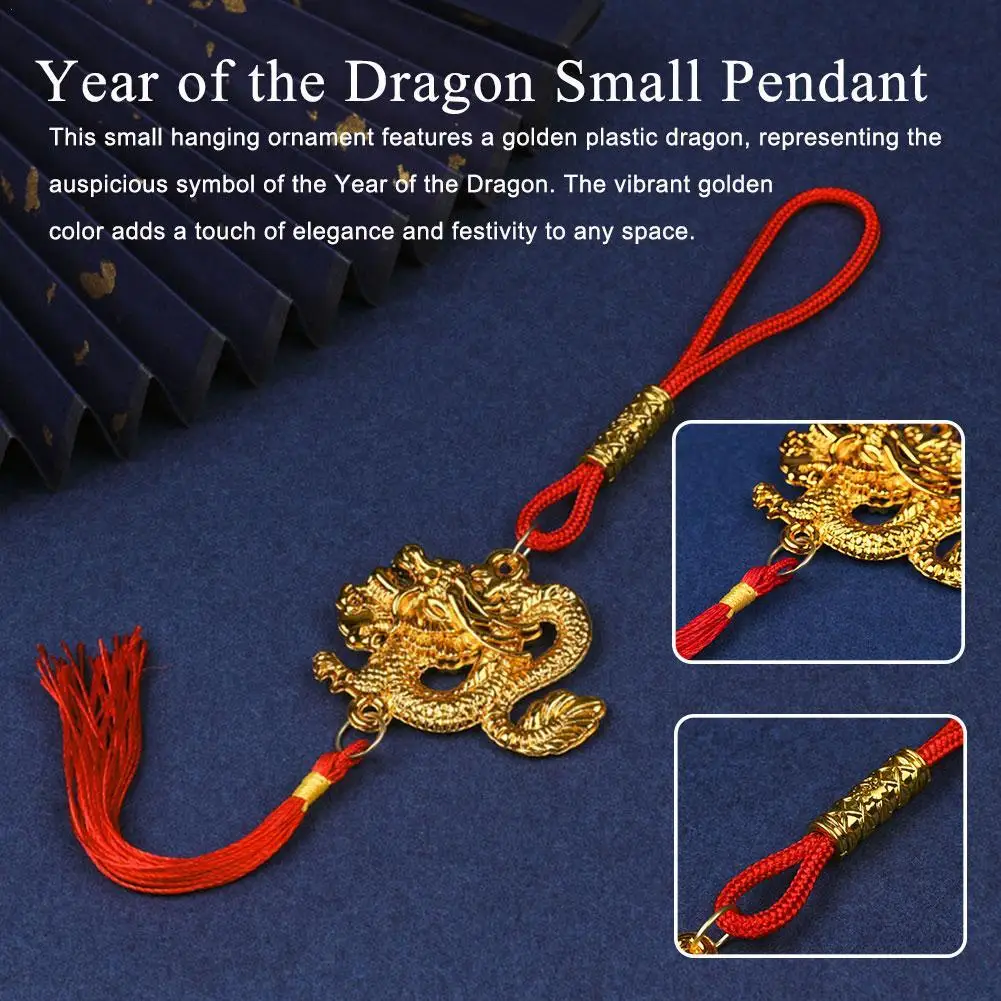 

1Pc 2024 Year Of The Dragon Gold Plastic Dragon Pendant Lucky Mascot Hanging Ornaments New Year Gift