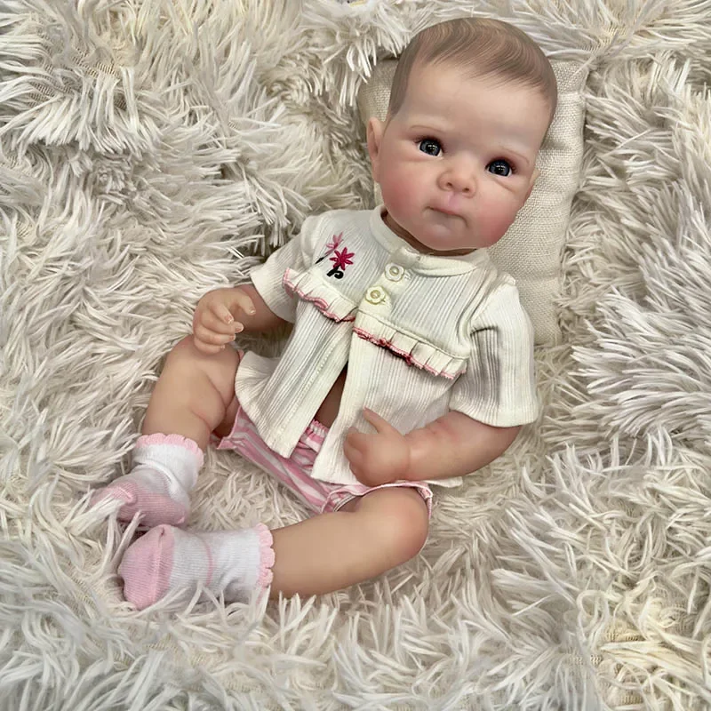 NPK 18inch  Lifelike Full Body Bettie Reborn Baby Newborn Doll Cuddly Baby Multiple Layers Painting 3D Skin with Hand Draw Hair