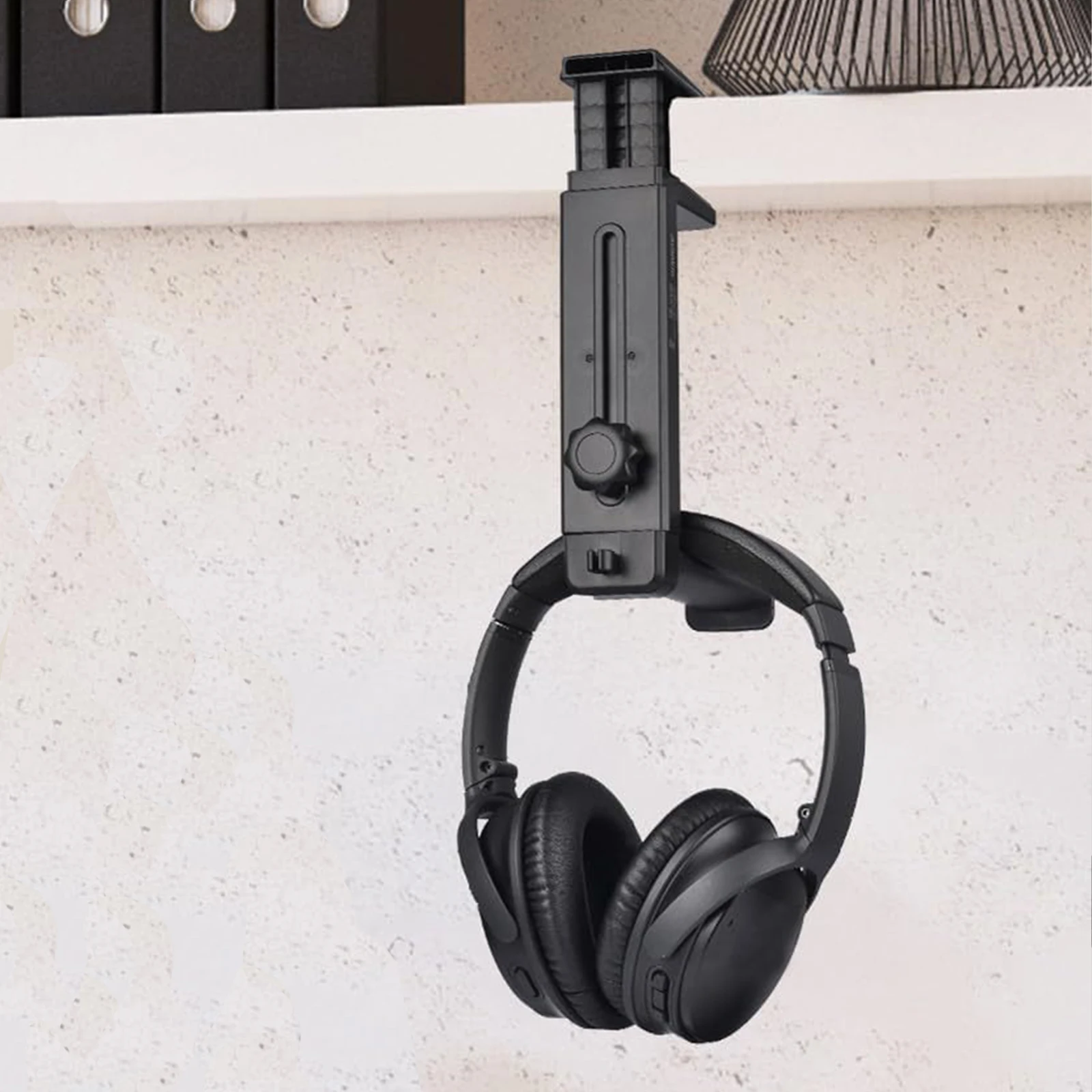 Headset Stand 2 in 1 Above & Under Desk PC Gaming Headset Holder with Height Adjustable and Rotating Clamp with Cable Clip