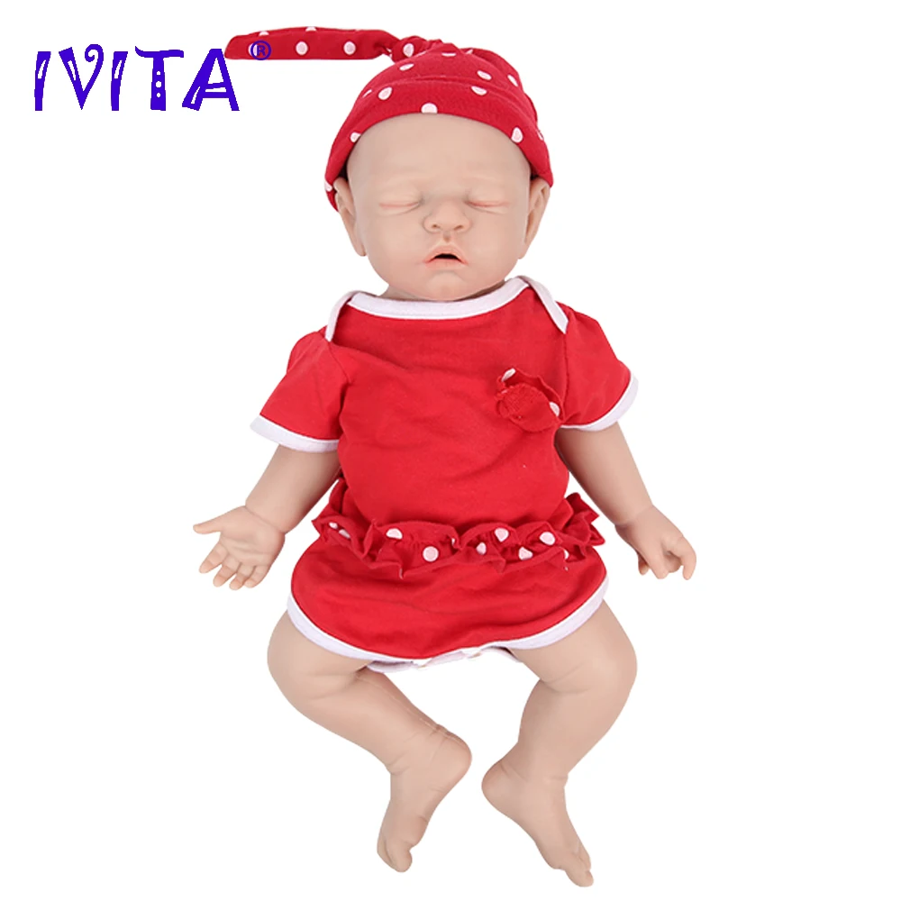 IVITA-Muñeca Reborn de silicona de cuerpo completo para niños, juguete de niña realista, sin pintar, con ropa, regalo, WG1528, 43cm