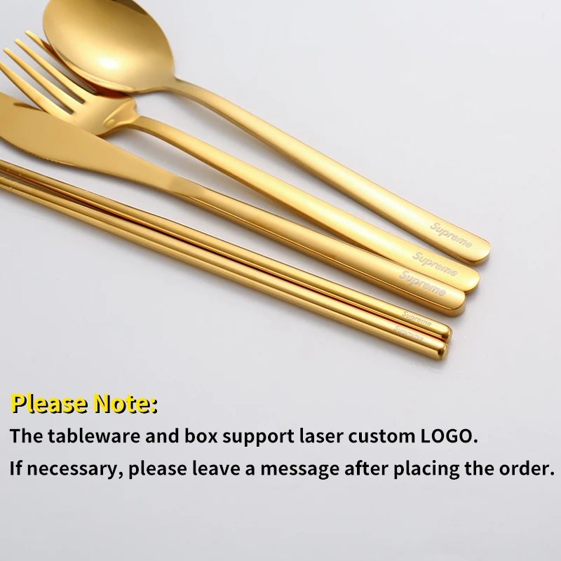 304 Tableware Set Portable Cutlery Set Dinnerware Set High Quality Stainless Steel Knife Fork Spoon Travel Flatware With Box