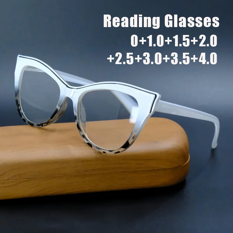 

New Stylish Cat Eye Reading Glasses Fashion Blue Light Blocking Far Sight Eyeglasses for Men Women Large HD Presbyopic Glasses