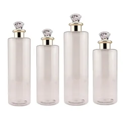 10pcs Transparent Plastic Bottles Empty Toner Luxury Diamond Lid Lotion Shampoo SPA Refillable Bottle 300ml 350ml 400ml 500ml