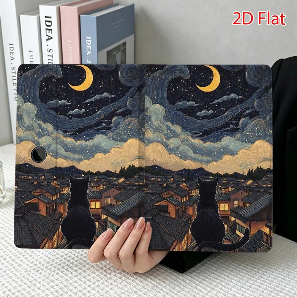Cartoon black cat pattern Soft For OPPO VIVO IQOO OnePlus Realme Pad 3 Pro 13 12.1 11.4 11 inch Pen Tray Tablet Case