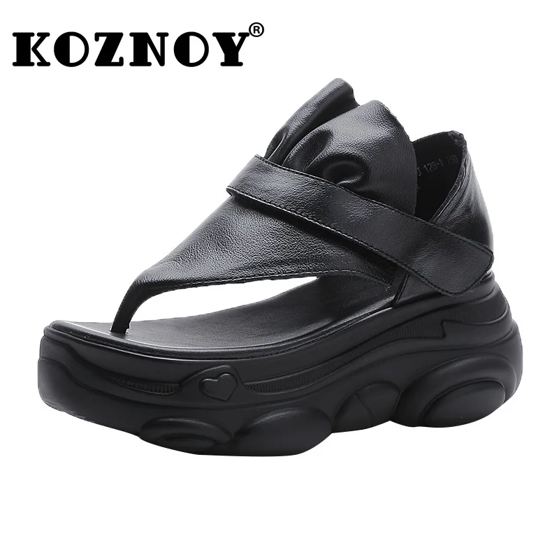 

Koznoy/шлепанцы из коровьей кожи 7 см, туфли-лодочки на крючках, сандалии Мэри Джейн на платформе, женская летняя обувь на плоской подошве