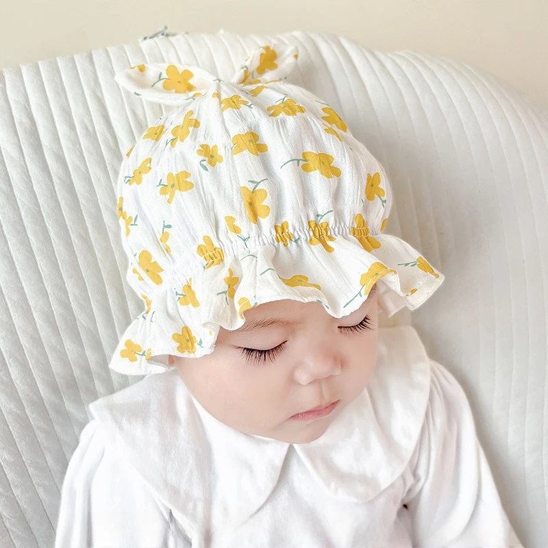 

2025 Fall New Baby Girl Bucket Hat - Cute Polka Dot Sun Hat with Ruffled Trim, Breathable Toddler Sun Protection Headwear