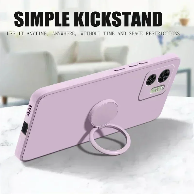 For IQOO Z9 Turbo Case Luxury Ring Holder Liquid Silicone Soft Phone Shell Back Cover for Funda Vivo IQOO Z9 Turbo Чехол