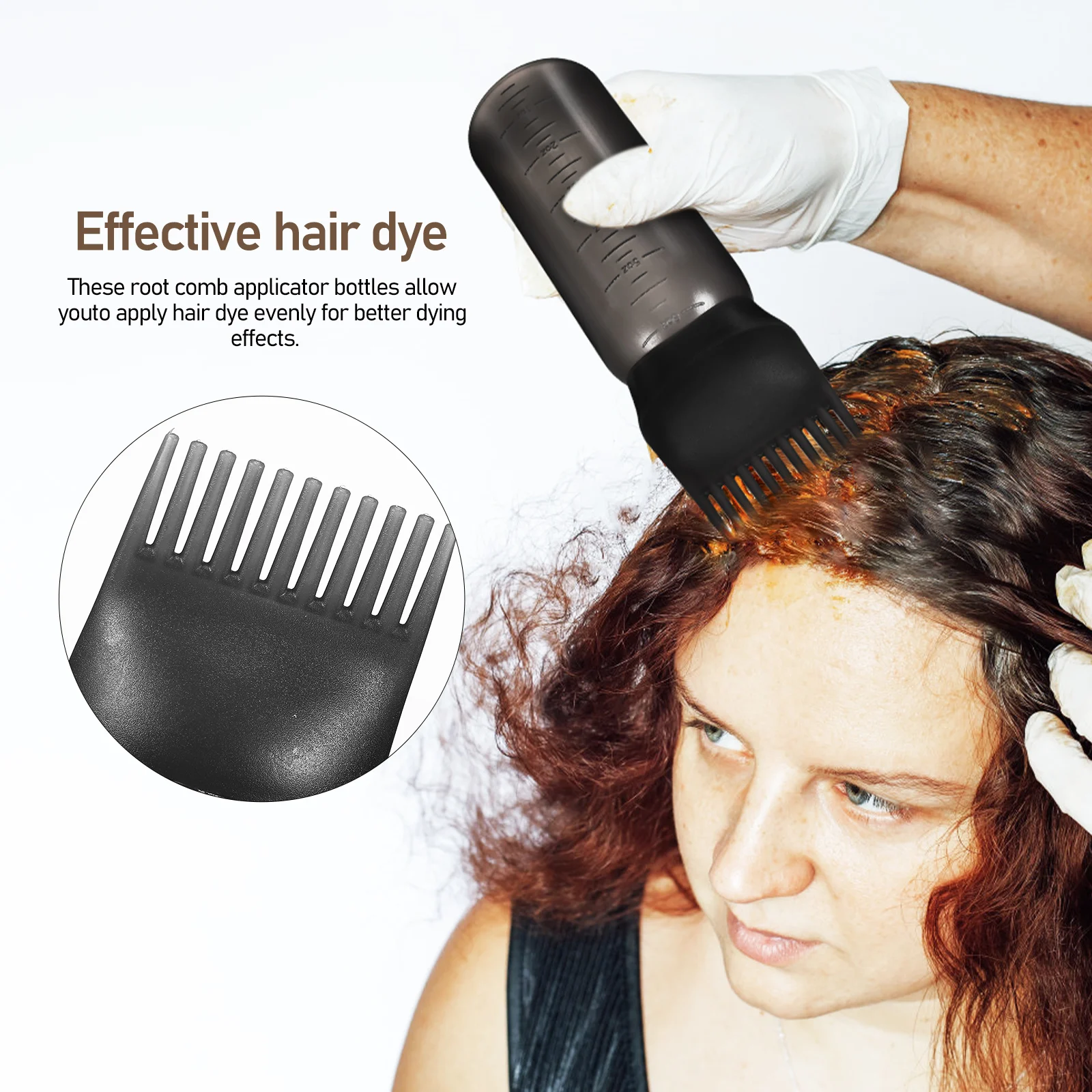 

2pcs Black Shampoo Hair Dye Comb Bottles Oil Applicator Root Comb Applicator Bottle Multipurpose Salon Personal Use Easy