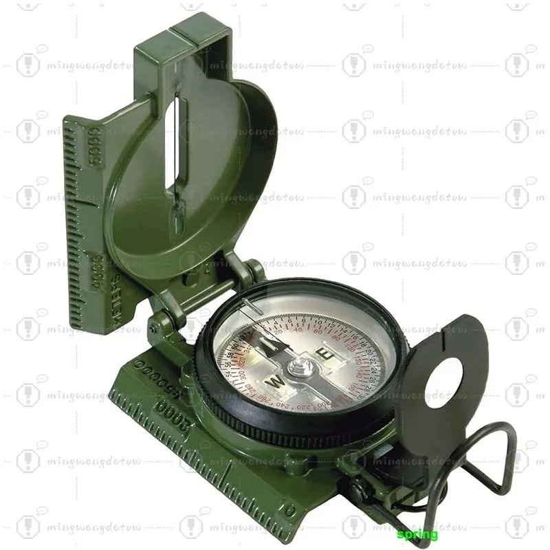 Olive Drab Phosphorescent Lensatic Compass Waterproof Accurate Handheld Compass with Pouch for Outdoor Hiking