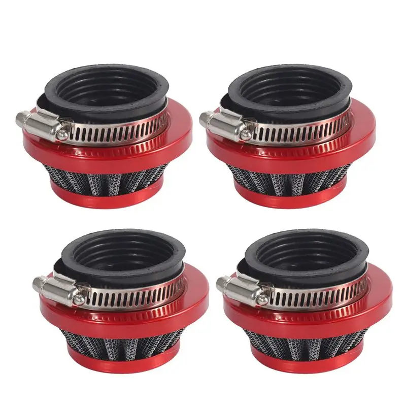 A48P-4Pcs 44Mm Air Filter For 47Cc 49Cc 2 Stroke Bike Upgrade Kit Mini Dirt Bike Atv Quad Aluminium Air Filter Set Red