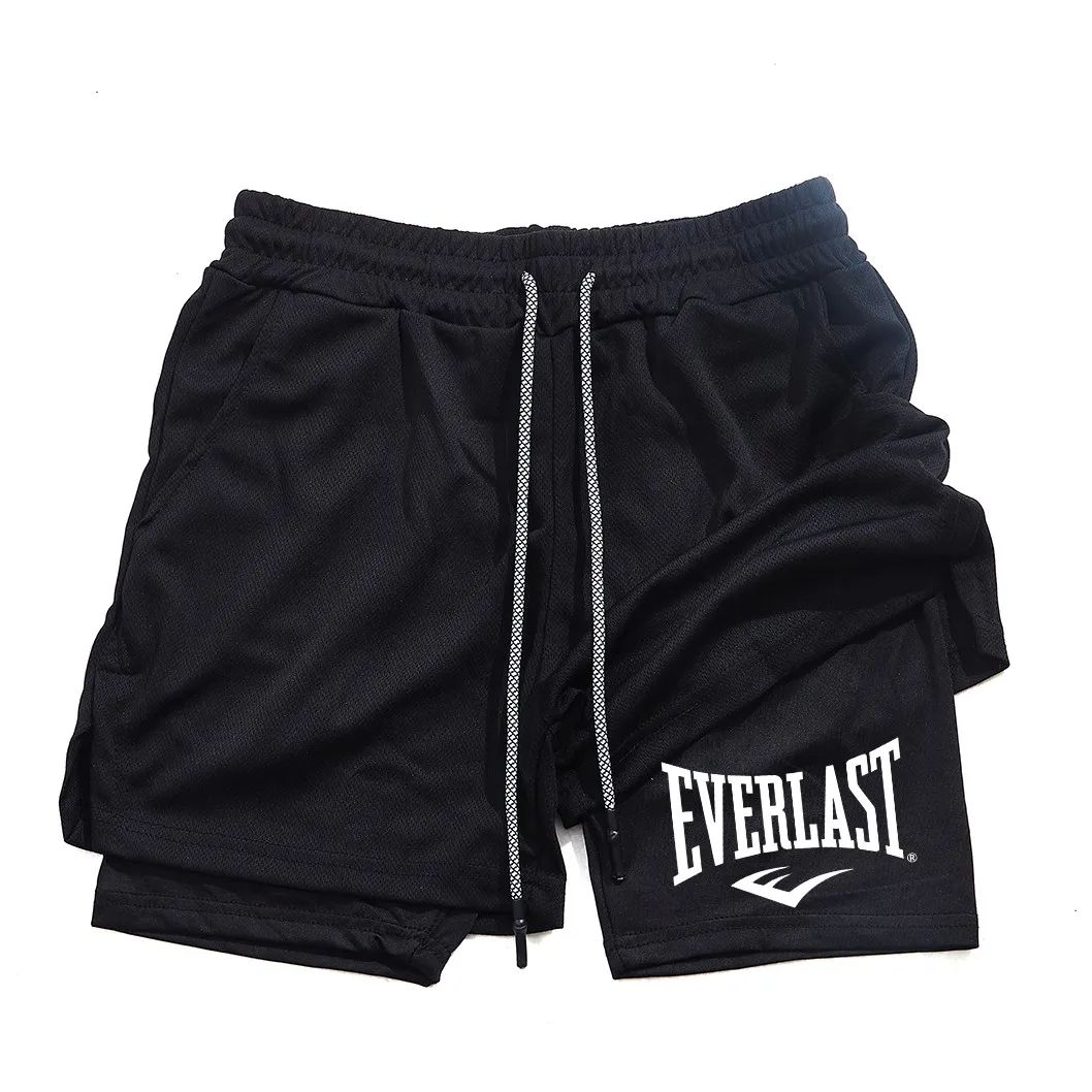EVERLAST Men's Fashion Brand Shorts Summer Comfortable Quick Drying Sportswear Gym Jogging Training Men's Fitness 2 in 1 Shorts