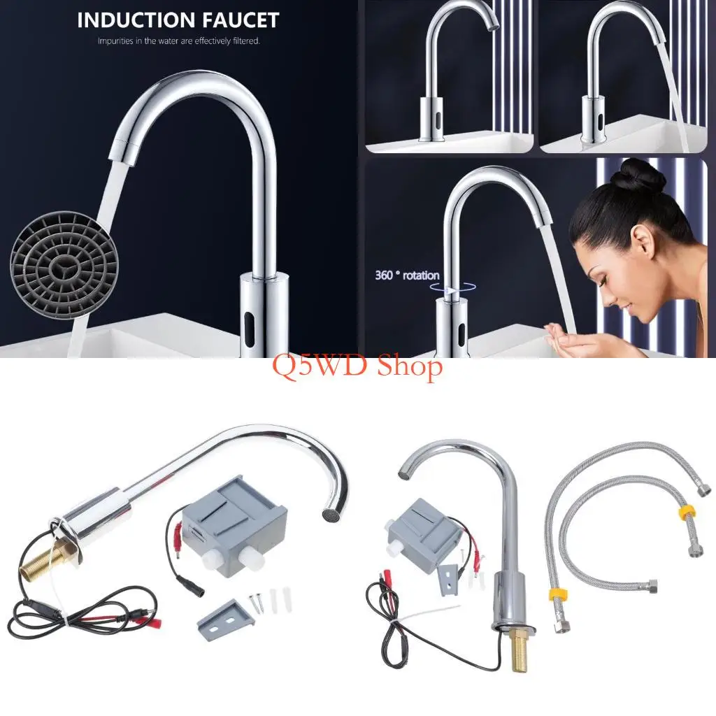 

Q5WD Sturdy Brass Kitchen Faucet with Sprayer Set and Soap Dispenser Motion Sences Sink Tap Accessory for Household Use