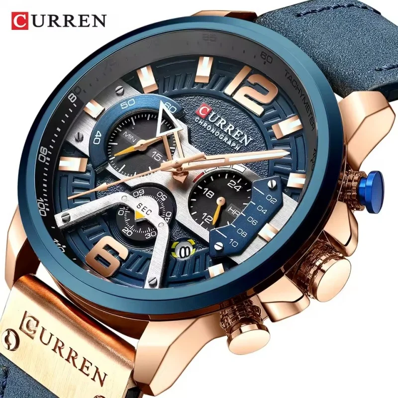 

CURREN 8329 мужские спортивные часы для отдыха, лучший бренд, роскошные военные кожаные часы с хронографом, водонепроницаемые часы, relógios masculino