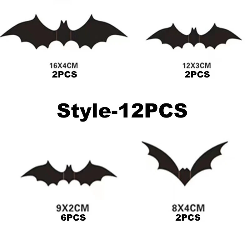 Halloween Decoration 3D Black PVC Bat Halloween Party DIY Decor Wall Sticker Bar Room Halloween Party Scary Decos Props