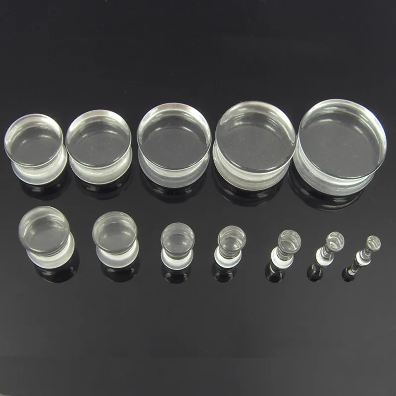 80pcs Transparent Ear Plugs Clear Flesh Tunnel Ear Expander Ear Piercing Rings Hot Sale Acrylic Popular Body Piercing